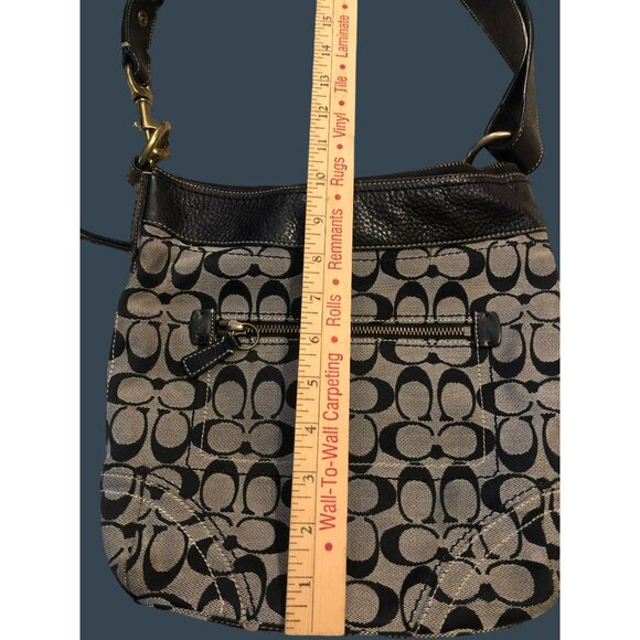 Coach Signature Hobo Bag Black & Gray Canvas Leather Adjustable Strap - Picture 9 of 9